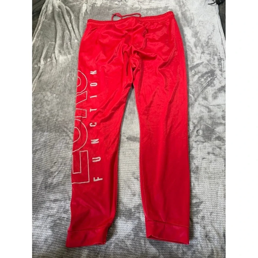 Ecko Function Mens 2XL Red Track‎ Pants Silver Graphic Polyester Joggers 40X30